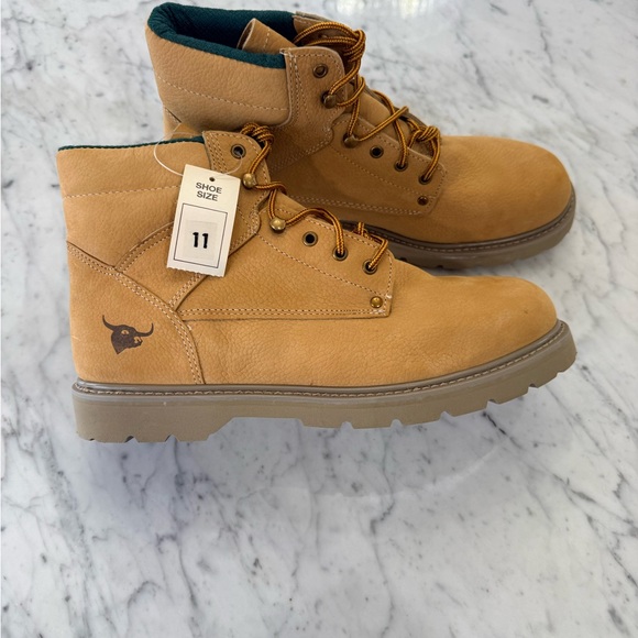 NWT Texas Steer Steel Toe Tan Leather Men's Work Boots Size 11 - Picture 3 of 10